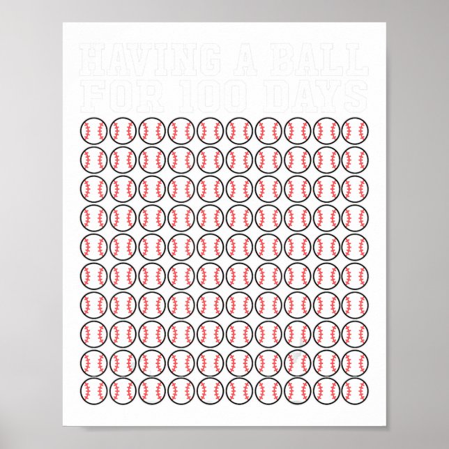 Poster Beisebol 100 Dias De Professora De Camisas Escolar (Frente)