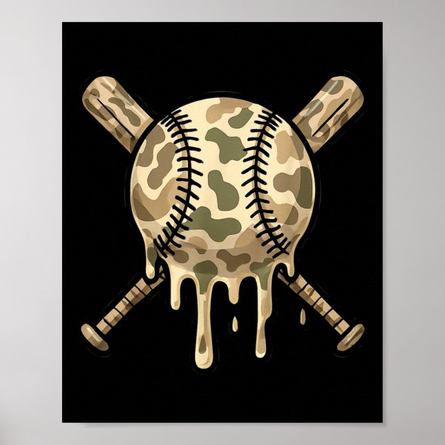 Poster Beisebol Camo Baseball Bats Beball Boys Esporte Le (Frente)