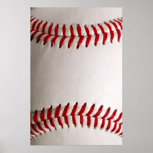 Poster Beisebol Clássico e Costura Vermelha de Softbol