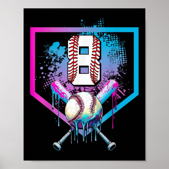 Poster Beisebol Drill 8º Aniversário Home Plate Boys Juve (Frente)