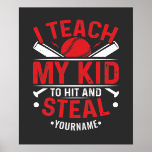 Poster Beisebol Ensino meu filho a bater e roubar