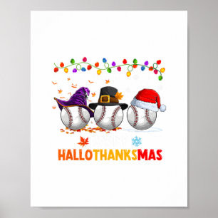 Poster beisebol halloween dia de agradecimento