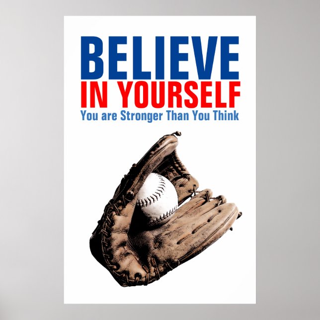 Poster Beisebol Motivacional Acredite em si mesmo (Frente)