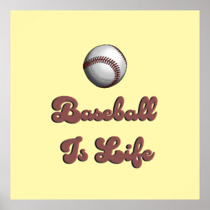 Poster Beisebol Vintage é Vida Roteiro Retro Atlético Ilu