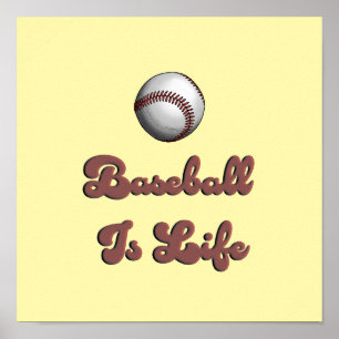 Poster Beisebol Vintage é Vida Roteiro Retro Atlético Ilu