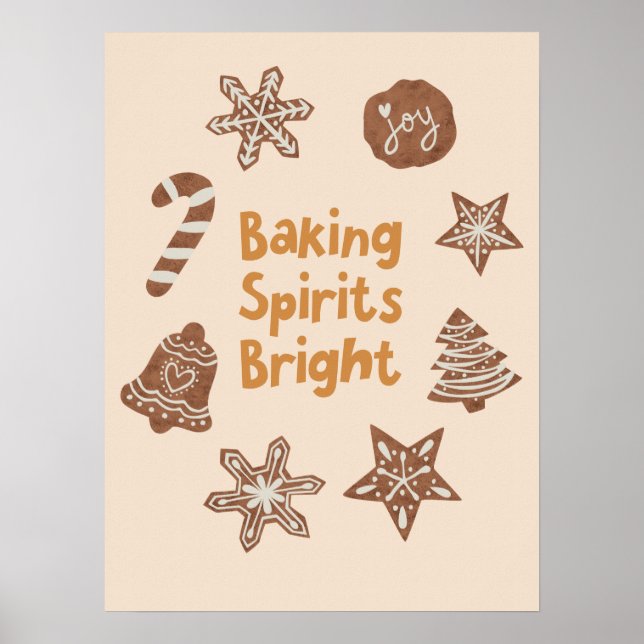 Poster Beking Spirs Brilhantes Biscoitos de Natal Amarelo (Frente)