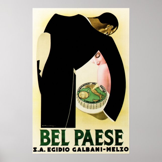 Poster BEL PAESE FORMAGGIO Italiano Queijo Comida Anúncio (Frente)
