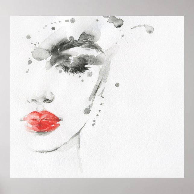 Poster Bela Aquarela: Ilustração Retrato Feminina (Frente)