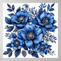 Bela Arranjo Floral Azul e Branco