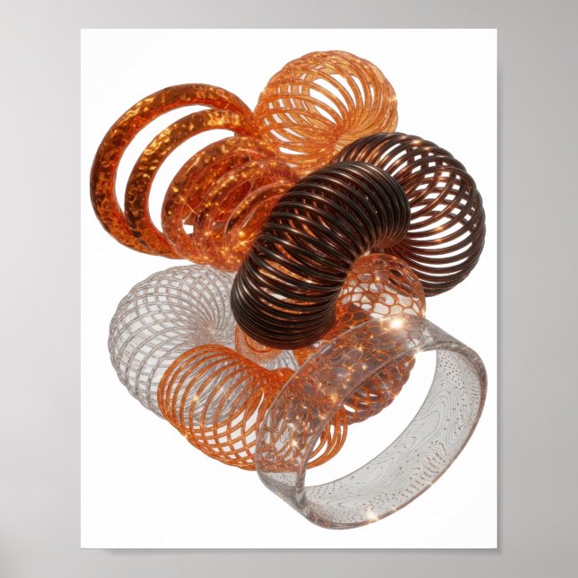 Poster Bela ARTE ABSTRATA em Printa de Moda Prata (Frente)