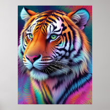 Bela Arte de IA com Padrão de Tigre em Tie Dye