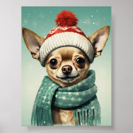 Poster Bela Arte de Natal Chihuahua: Pup Feriado Adorável