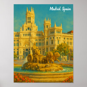 Poster Bela Arte de Viagem Vintage Madrid Espanha