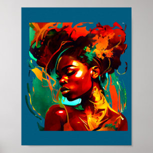Poster Bela arte negra mulher afro-americana