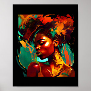Poster Bela Arte Negra Mulher Afro-Americana Pintura