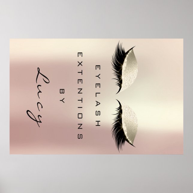 Poster Bela Artista Makeup Salon Lashes Olhos Rosa (Frente)
