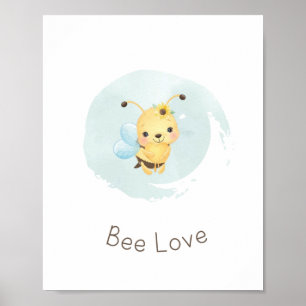 Poster Bela Azul/Amarelo Feliz Garçons Nursery Wall Art 