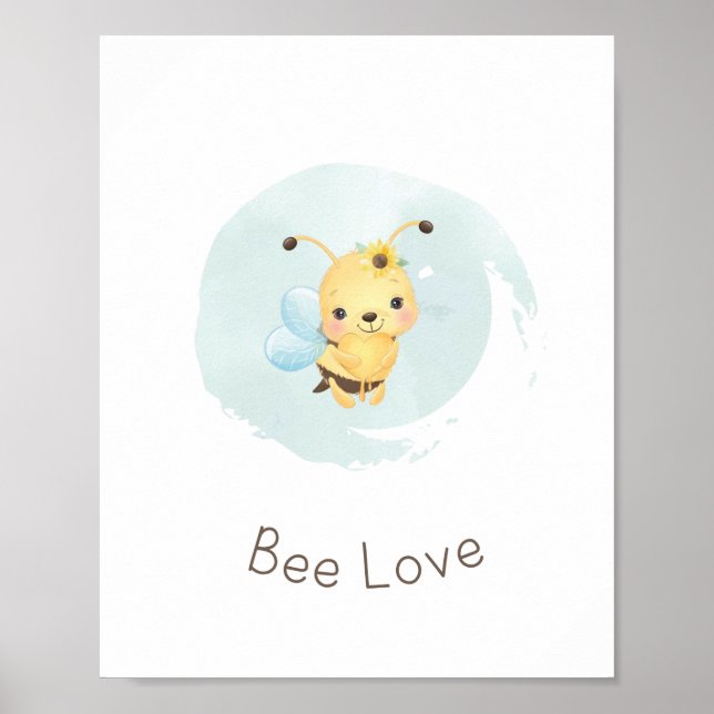 Poster Bela Azul/Amarelo Feliz Garçons Nursery Wall Art (Frente)