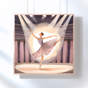 Poster Bela Bailarina   Aquarela de Dança das Artes do Ba