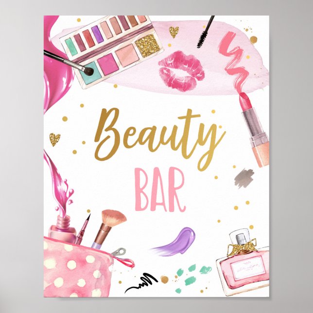 Poster Bela Bar Festa Spa Makeup Glamor Girl Aniversário (Frente)