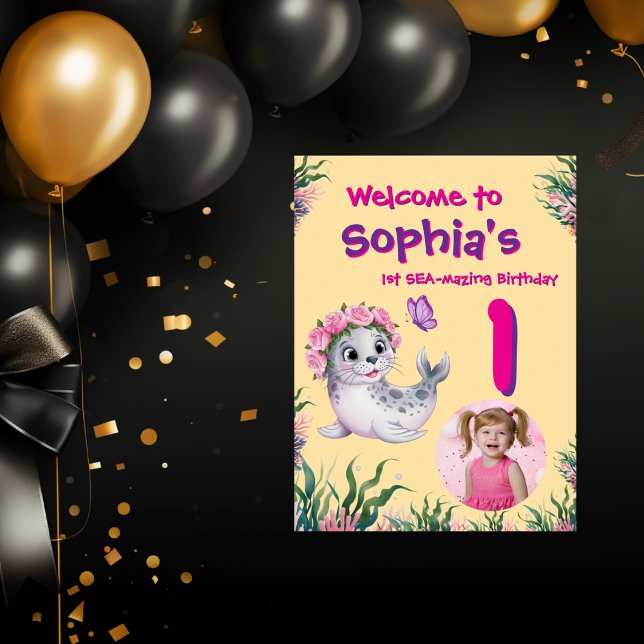 Poster Bela Branca Floral Salion Aniversário Bem-vindo (Criador carregado)