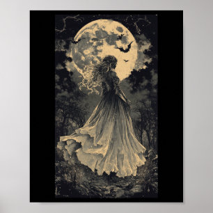 Poster Bela Bruxa Fantasia Gótica Vampiro Luar