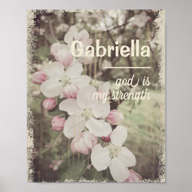 Poster Bela Cherry Blossoms Nome Personalizado com Signif (Frente)