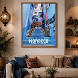 Poster Bela Cidade Azul Marroquina de Chefchaouen Norte