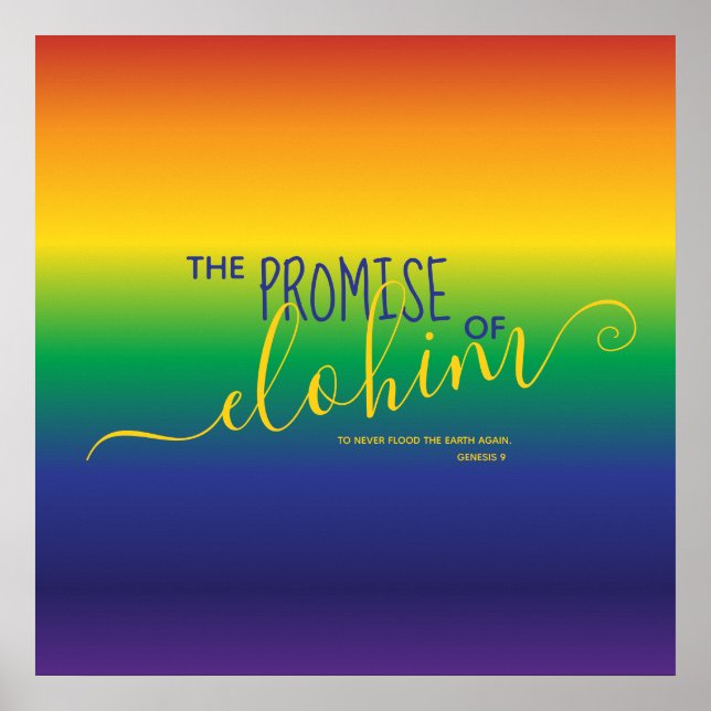 Poster Bela citação de Bíblia Arco-Íris (Frente)