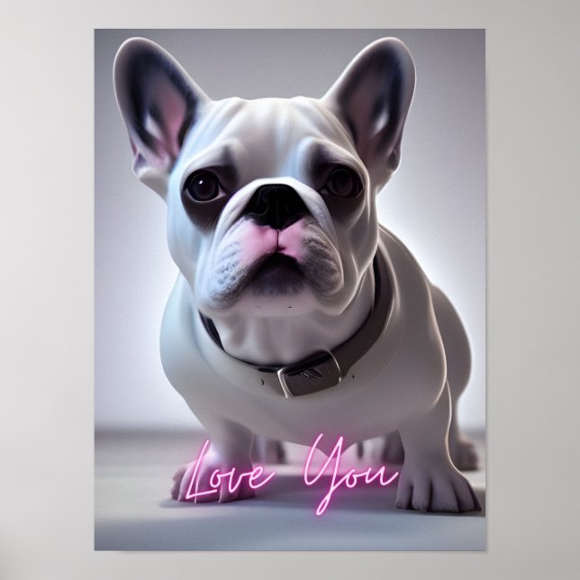 Poster Bela citação de Bulldog Francês AMA VOCÊ Wall Art (Frente)