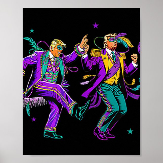 Poster Bela dança de tromboço Mardi Gras Dia Engraçado Tr (Frente)