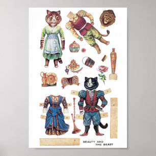 Poster Bela e a Besta, Boneca de Papel, Louis Wain