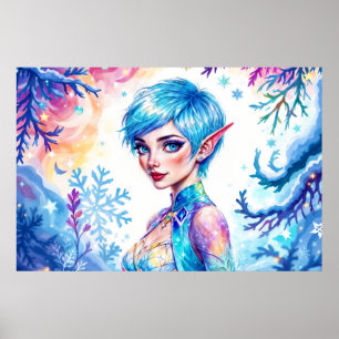 Poster Bela elfo de inverno encantou arte rainha da geada
