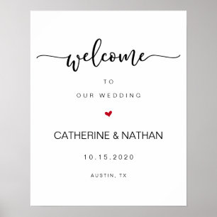 Poster Bela fonte moderna preta, Boas-vindas de Casamento