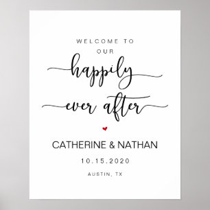 Poster Bela fonte moderna preta, Boas-vindas de casamento