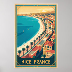 Poster Bela França Ilustração Negresco Riviera Vintage