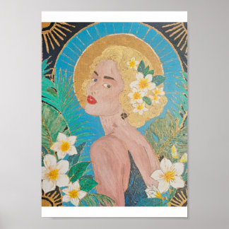 Poster Bela Frangipani Dourada – Art Déco Australiano