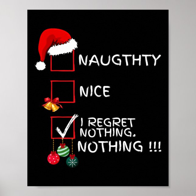 Poster Bela Lista Que Eu Não Lamento Nada De Homens Xmas  (Frente)