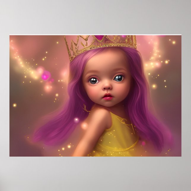 Poster Bela menina bebê asas de borboleta roxo rosa 2 (Frente)