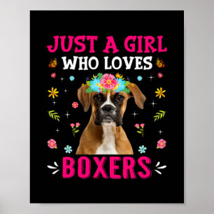 Poster Bela Menina Que Adora Boxers Cachorros Cachorros C