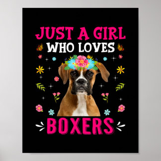 Poster Bela Menina Que Adora Boxers Cachorros Cachorros C