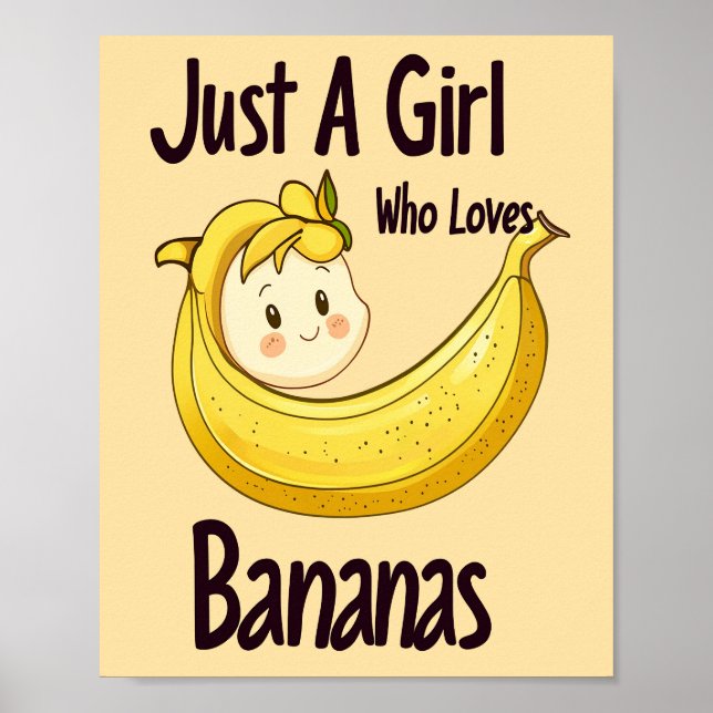 Poster Bela Menina Que Ama Fruta De Bananas (Frente)