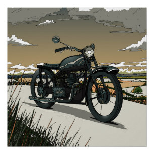 Pôster Bela Moto Antiga Vintage
