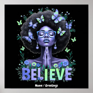 Poster Bela Mulher Afro Rainha Negra Tributo à Oração