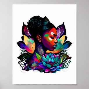 Poster Bela Mulher Negra Afro Rainha Arte Diversão Fofa L