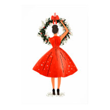 Bela Natal Clássica em Vestido Vermelho