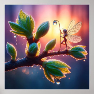 Poster Bela natureza de primavera com arte de pixie em mi