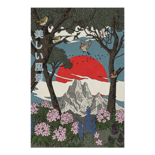 Pôster Bela Paisagem Japonesa (Frente)