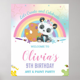 Poster Bela Panda Arco-Íris Pinta Pintura Aniversário Bem