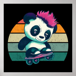 Poster Bela Panda Bela com Mohawk Skater Panda
